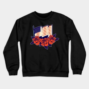 4th of july american flag over roses Crewneck Sweatshirt